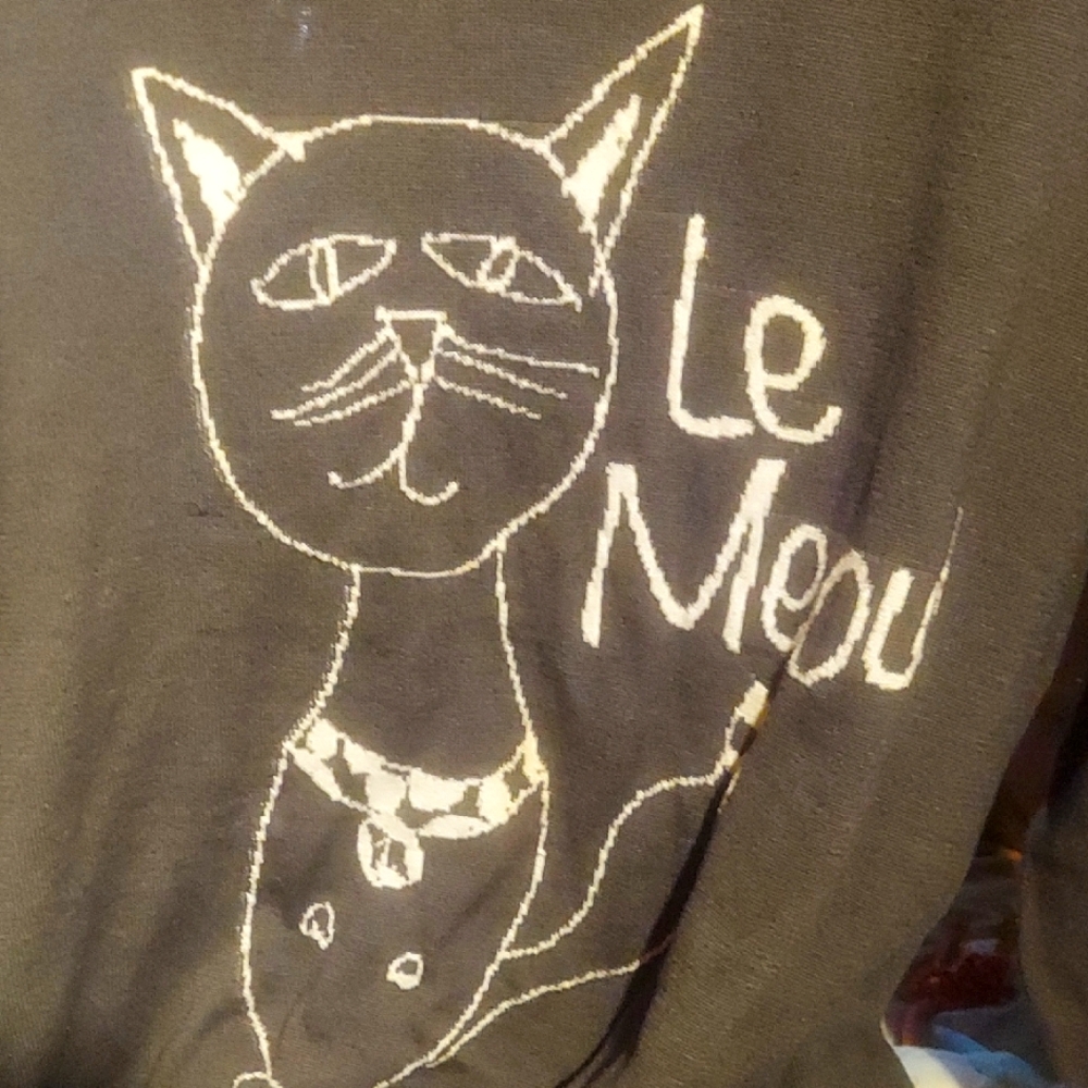 Melissa McCarthy Seven7 Black and White Cat Top with Whimsical Design
